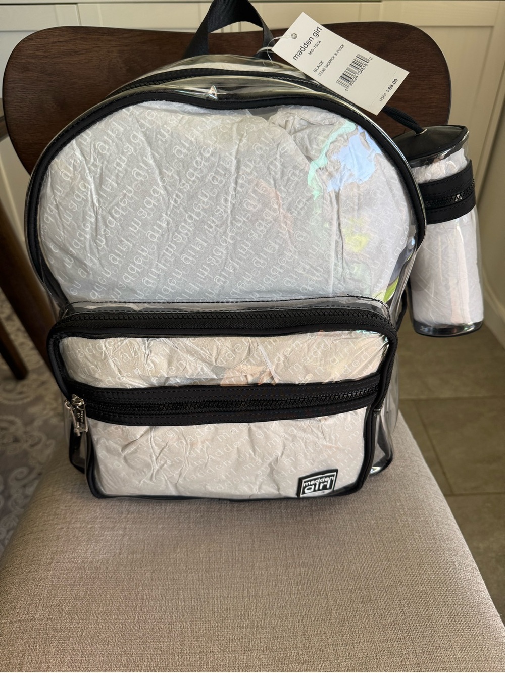 Madden Girl Clear Backpack with Pouch